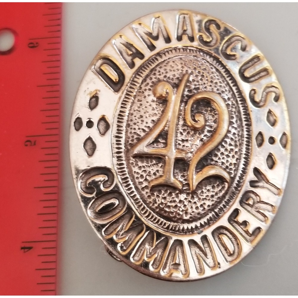 Damascus Commandery 42 Knights Templar Masonic Antique Vtg Belt Buckle